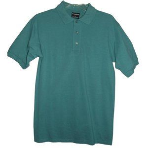 Mens Size Small Solid Teal Green Pique Short Sleeve Polo Shirt by Ultra Club